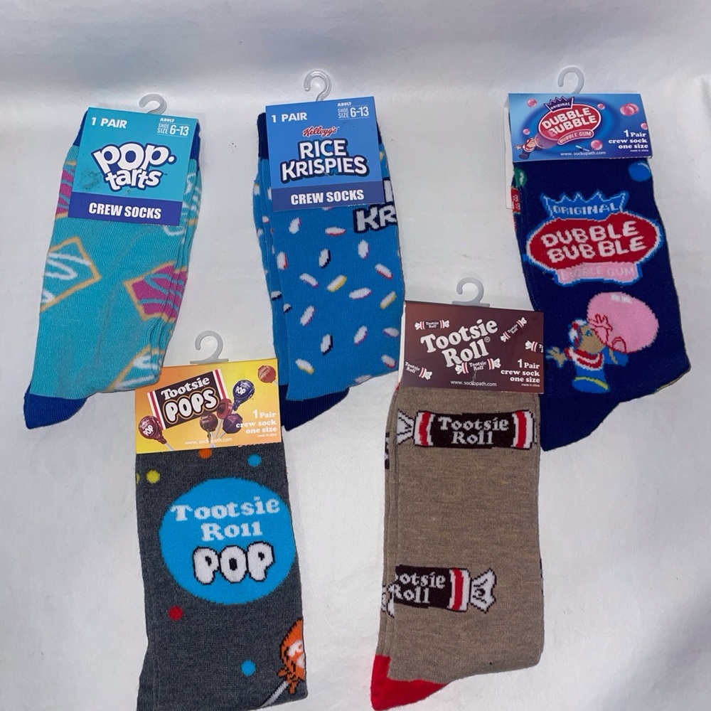 Snacks & Candy Theme Crew Socks - Branded Novelty Snack Design